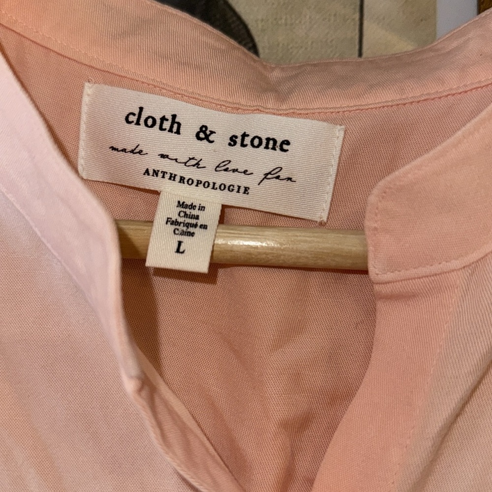 Cloth & Stone Anthropologie Peach Flutter Sleeve Button Front Blouse - Picture 3 of 9